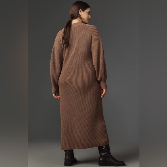 NWT By Anthropologie 2X Plus Long-Sleeve Belted Cardigan Rhyme Sweater Dress - Picture 3 of 11